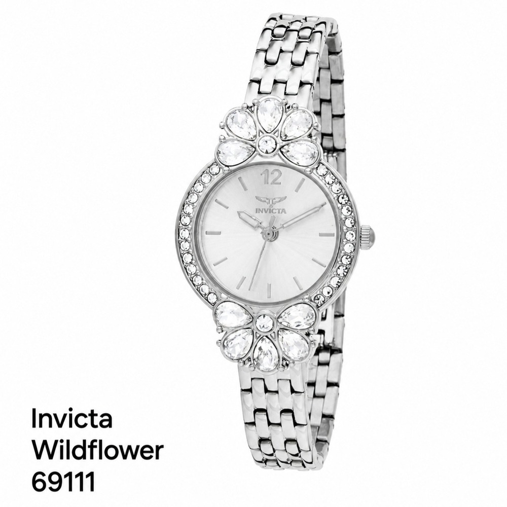 NEW Invicta Wildflower Women's Watch 30mm, Silvertone Steel (69111) #0323